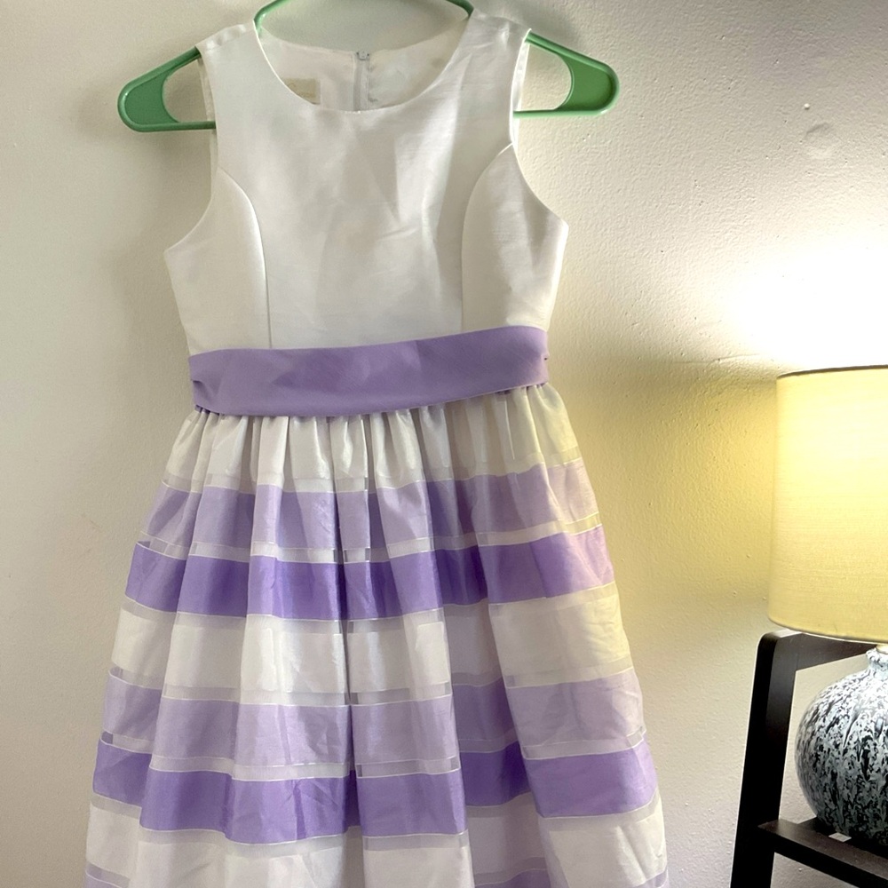 American Princess White and Purple Fit and Flare Dress